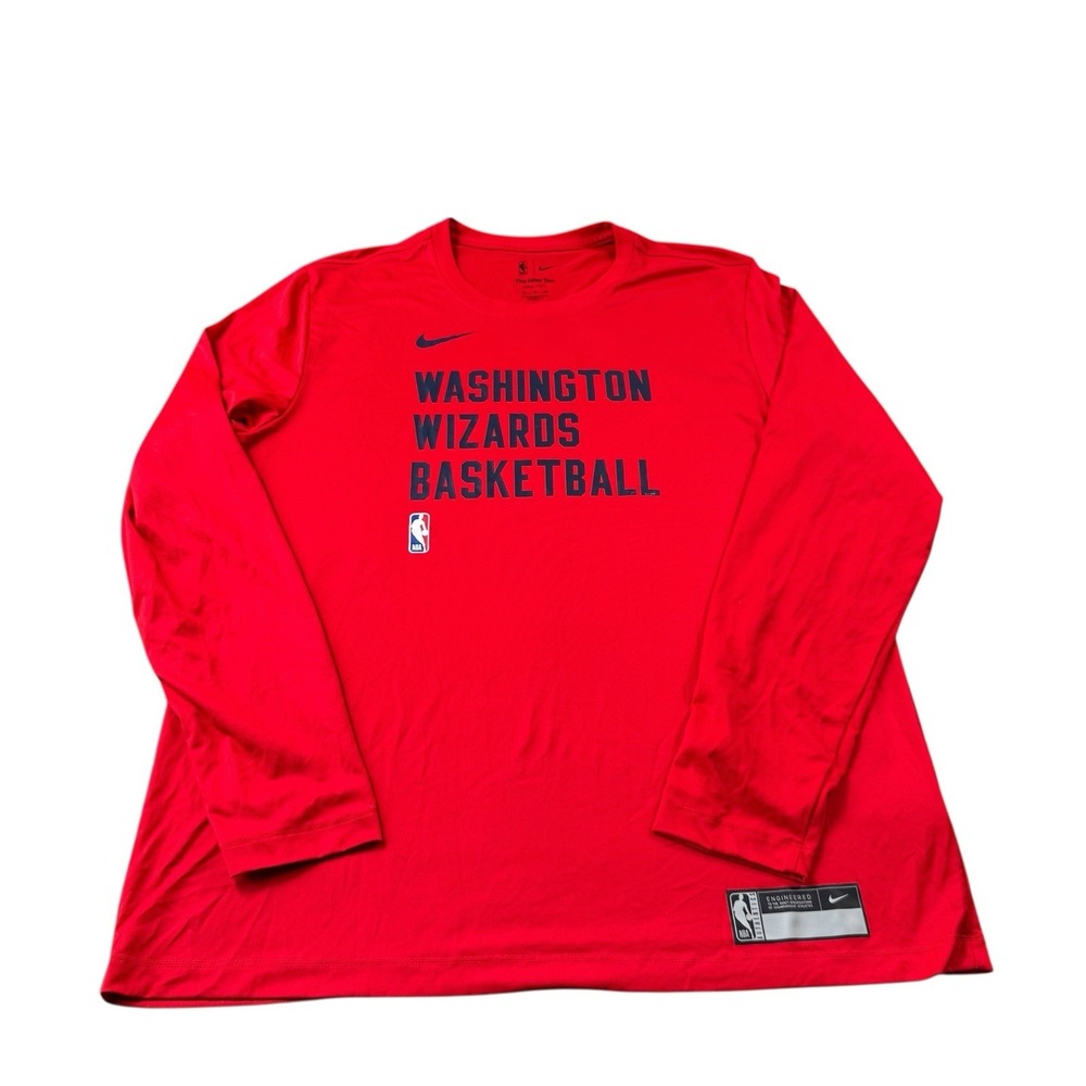 Nike Washington Wizards Red Spellout Long Sleeve T Shirt Mens XL Dri-FIT NBA